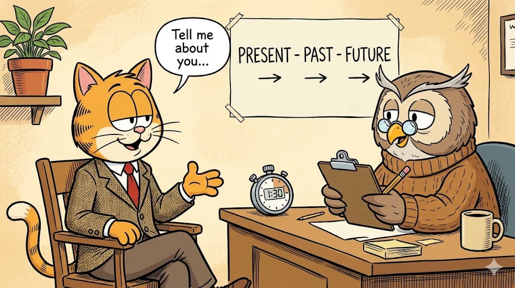 Como responder hablame de ti con la estructura Presente-Pasado-Futuro