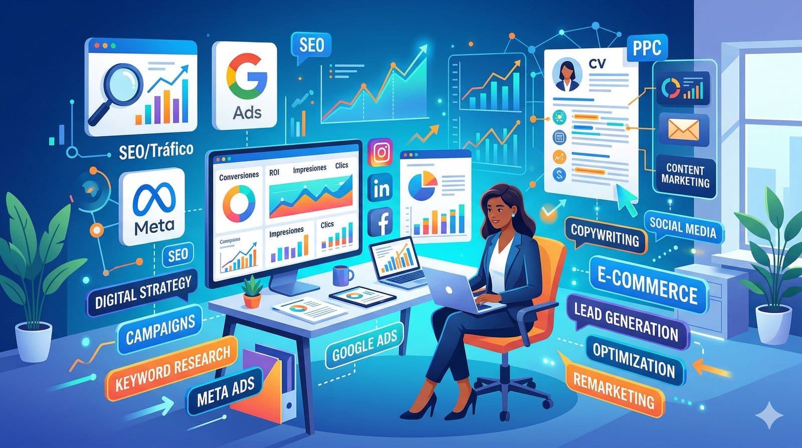 Palabras clave para CV de Marketing Digital: swipe file completo por especialidad para pasar el ATS