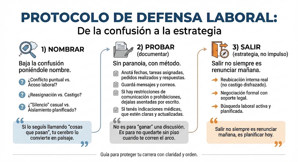 Protocolo de Defensa Laboral: Nombrar, Probar, Salir