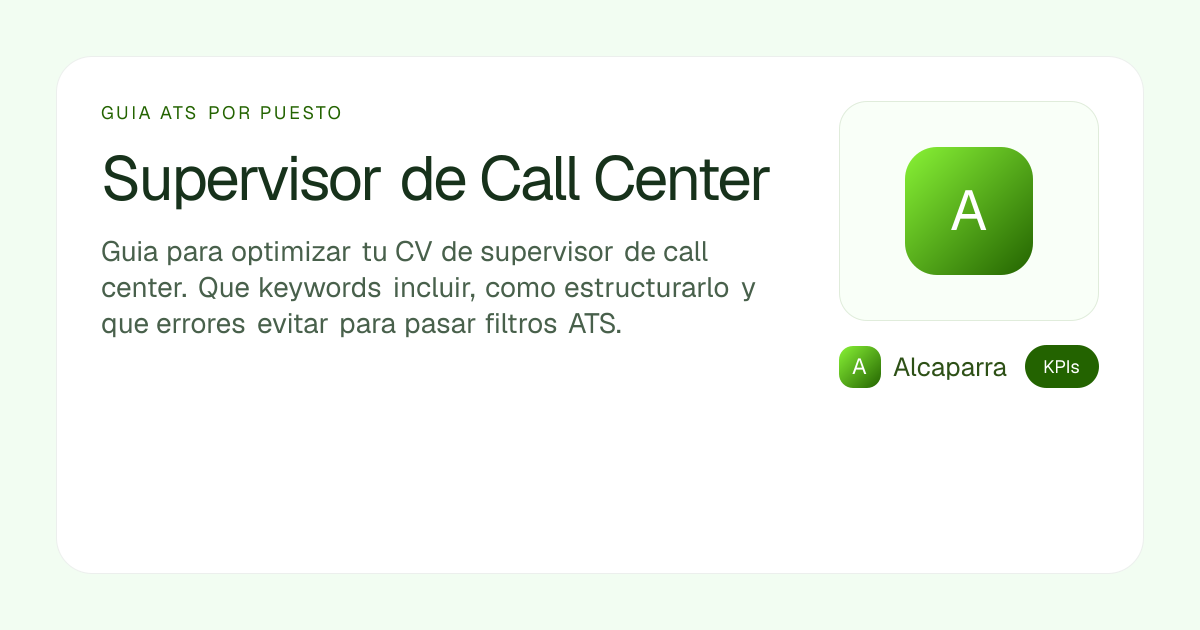 CV para Supervisor de Call Center: ejemplo y plantilla ATS | Alcaparra