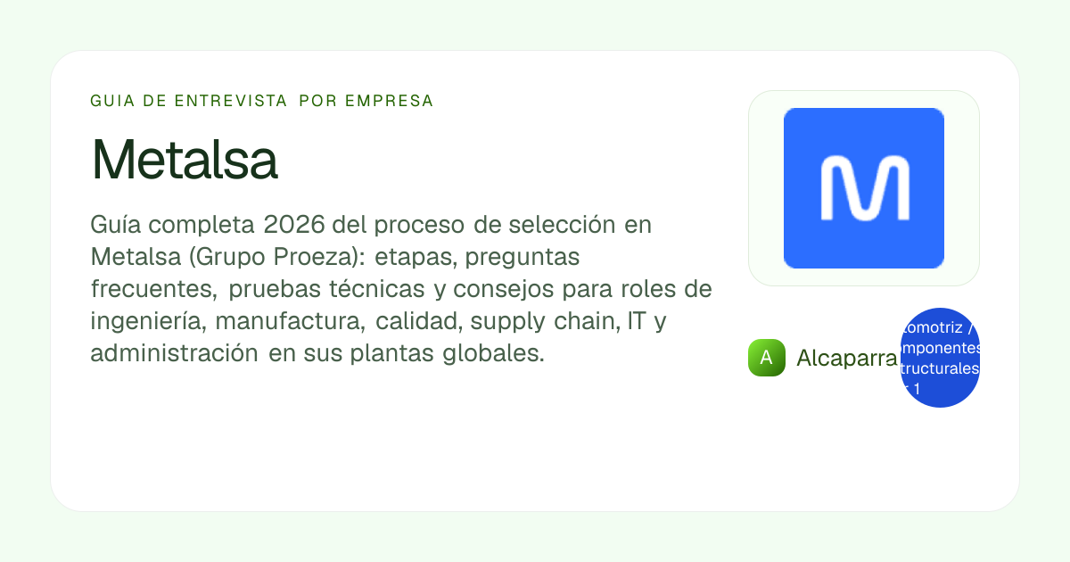 Entrevista y empleo en Metalsa: proceso y preguntas | Alcaparra